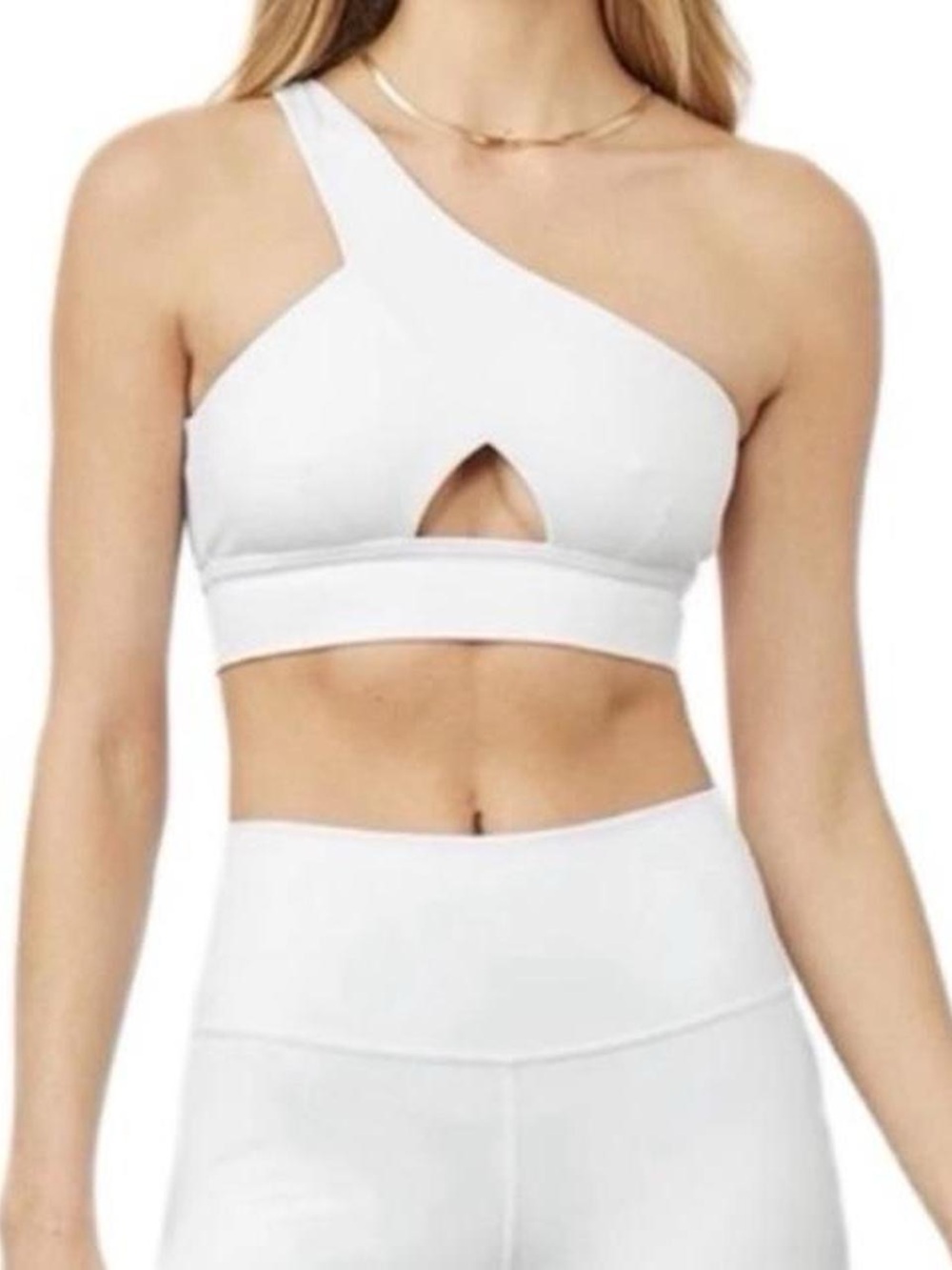 NWOT Alo Yoga White Diagonal Flex One Shoulder Sports Bra XS - Picture 7 of 7